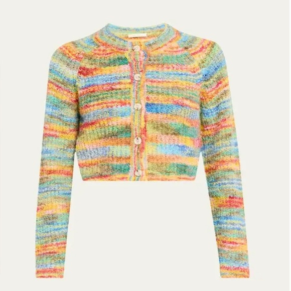 MOTHER Rainbow Stripe Alpaca Cardigan Sz Large - Picture 1 of 3